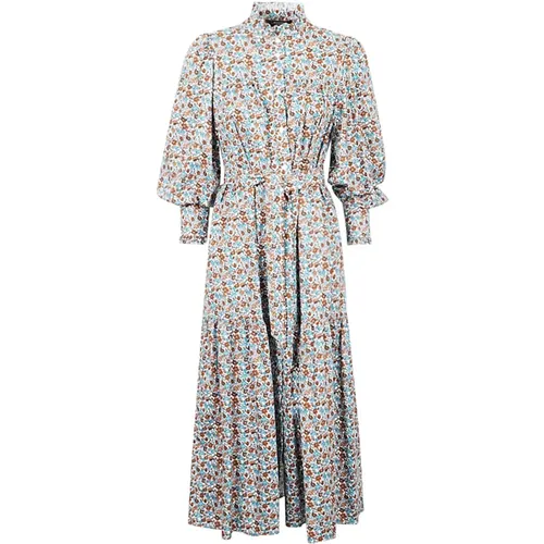 Midi-Kleid mit Blumenmuster aus Baumwolle , Damen, Größe: 2XS - Max Mara Weekend - Modalova