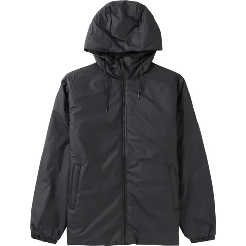 Schwarze Isolierte Jacke mit Verstellbarer Kapuze , Damen, Größe: S - Rains - Modalova