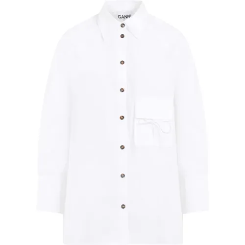 Cotton Poplin Raglan Shirt , female, Sizes: S/M, 2XS/XS - Ganni - Modalova