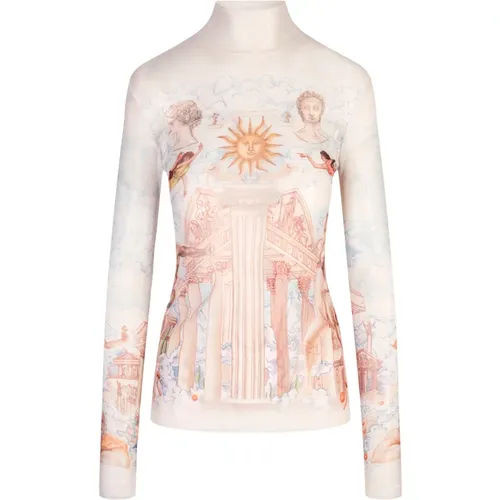 Knowledge Temple Print Top , female, Sizes: XS, S - Casablanca - Modalova