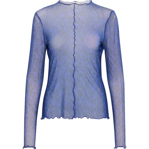 Mesh Blouse with Ruffled Edges , female, Sizes: L - Part Two - Modalova