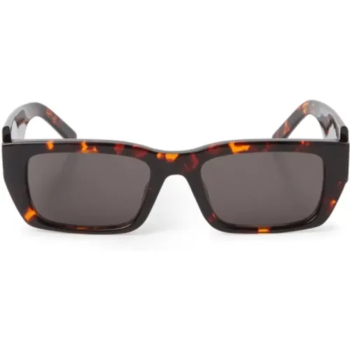 Asymmetrische Rechteckige Sonnenbrille mit Logo - Palm Angels - Modalova