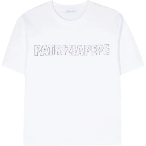 Strass Logo T-Shirt , Damen, Größe: S - PATRIZIA PEPE - Modalova