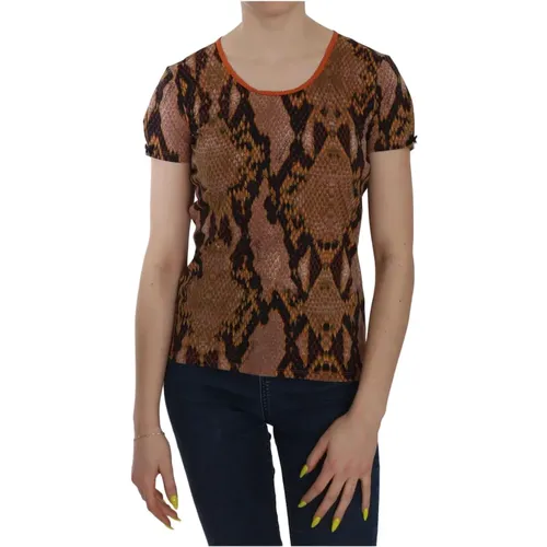 Snake Skin Print Short Sleeve Top T-shirt , female, Sizes: M - Just Cavalli - Modalova