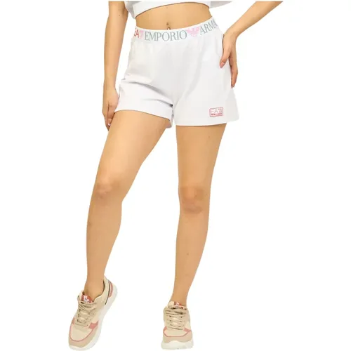 Weiße Ventus7 Technische Shorts mit Logodetail , Damen, Größe: XL - Emporio Armani EA7 - Modalova