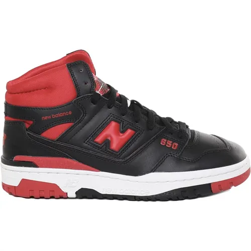 Schwarze Ledersneakers mit roten Akzenten , Herren, Größe: 42 EU - New Balance - Modalova