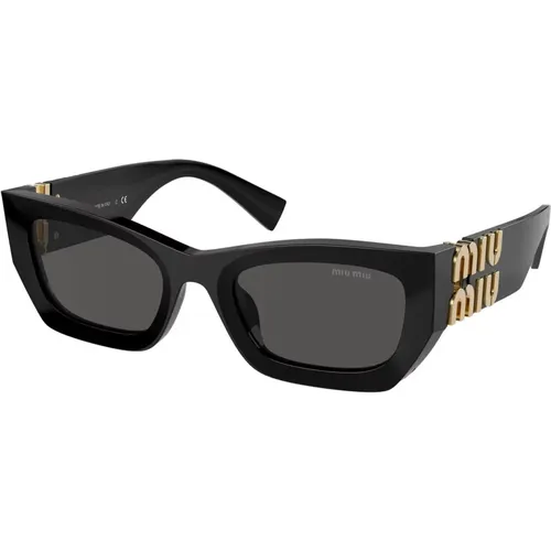 Schwarze/Dunkelgraue Sonnenbrille , Damen, Größe: 53 MM - Miu Miu - Modalova