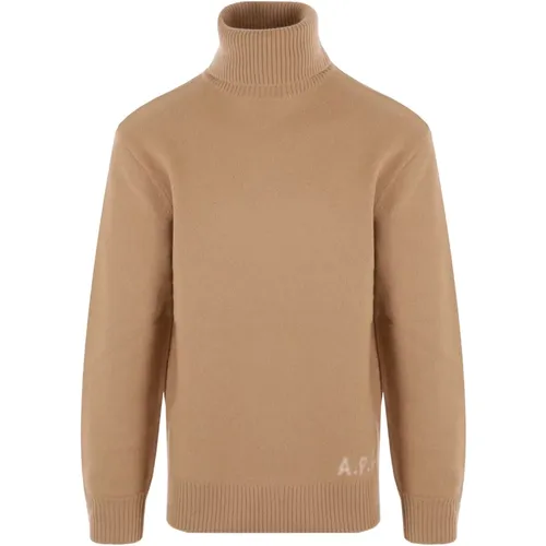 Embroidered Logo Turtleneck Wool Pullover , male, Sizes: S, M, XS - A.p.c. - Modalova