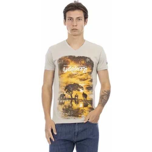 Kurzarm V-Ausschnitt T-Shirt , Herren, Größe: M - Trussardi - Modalova