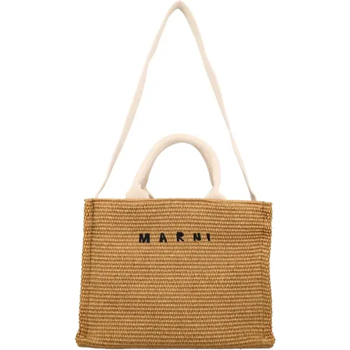 Raffia Tote Bag Raw Sienna/Natural , female, Sizes: ONE SIZE - Marni - Modalova