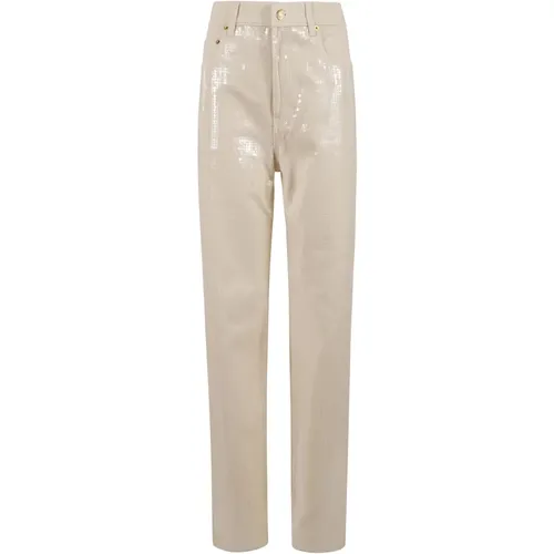 Denim Pailletten Bestickte Hose , Damen, Größe: W29 - Golden Goose - Modalova