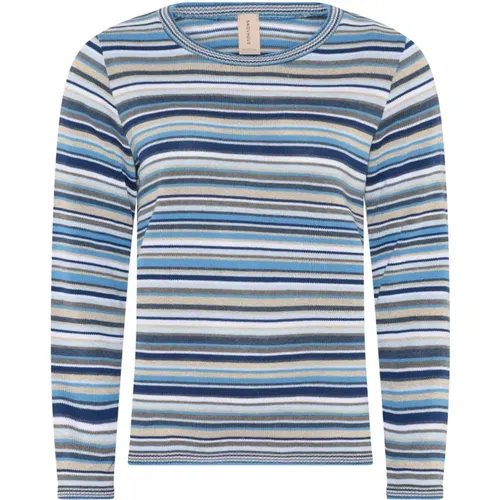 Bunter Gestreifter Pullover Sweater Horizon Blue Melange , Damen, Größe: M - Skovhuus - Modalova