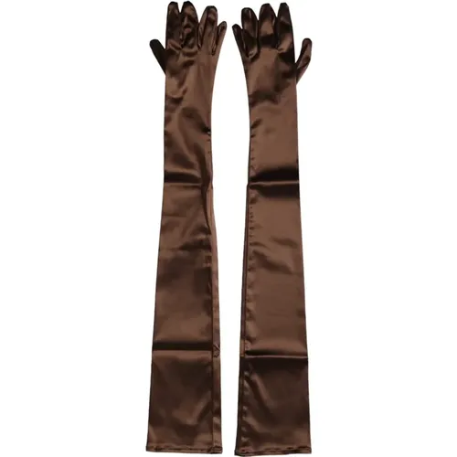 Satin Elbow-Length Gloves , female, Sizes: 7 1/2 IN - Dolce & Gabbana - Modalova