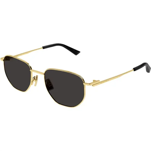 Goldene Metallsonnenbrille Bv1301S 001 , Damen, Größe: 50 MM - Bottega Veneta - Modalova