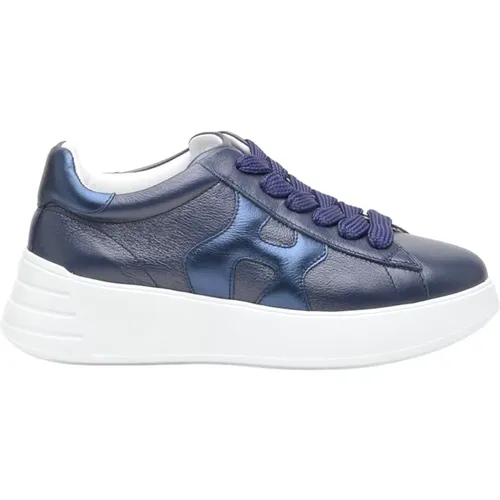 Blaue Ledersneakers mit Memory Foam Sohle , Damen, Größe: 39 1/2 EU - Hogan - Modalova