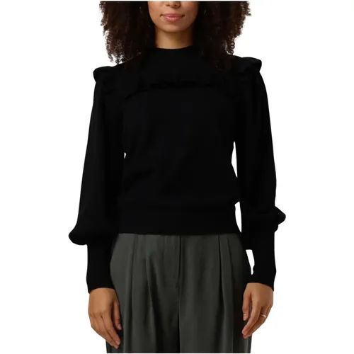 Schwarze Strickpullover-Bluse Stilvoller Komfort , Damen, Größe: S - Y.A.S - Modalova