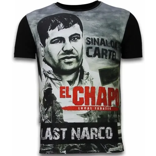 El Chapo Last Narco Rhinestone - Man t shirt - 11-6260Z , male, Sizes: L, S, M, XL, 2XL - Local Fanatic - Modalova