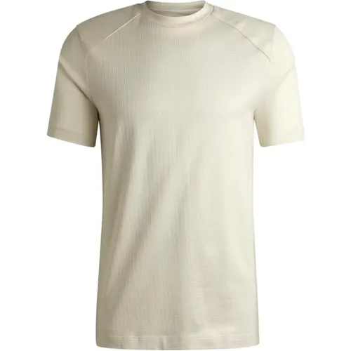 Ripstop Cotton T-shirt with Smooth Inserts , male, Sizes: XL, M - Hugo Boss - Modalova