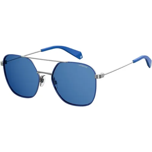 Blaue Metallrahmen-Sonnenbrille mit Zifferblatt - Polaroid - Modalova