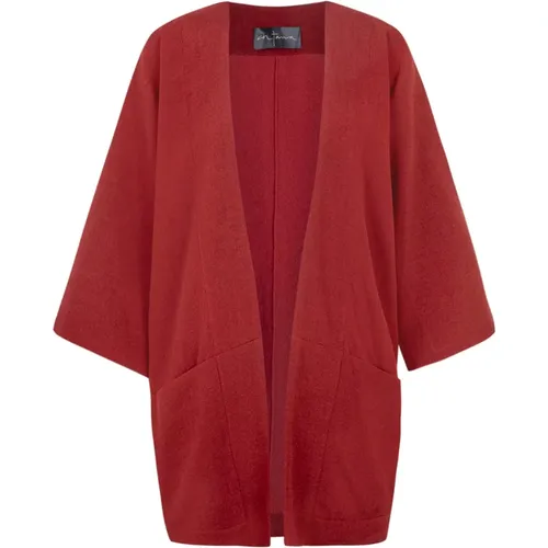 Crimson silk blend open jacket , female, Sizes: M, XL, 2XL, L, S - Cortana - Modalova