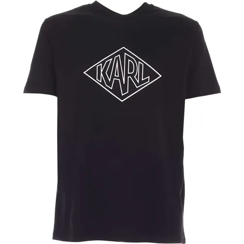 Schwarzes Logo-Print Baumwoll-T-Shirt , Herren, Größe: 2XL - Karl Lagerfeld - Modalova