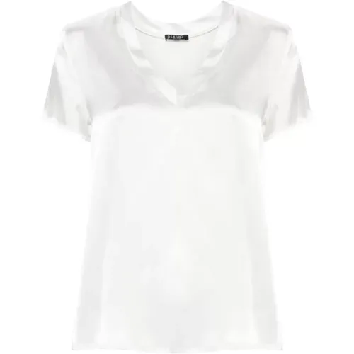 Satin V-Neck Shirt , female, Sizes: L - Liu Jo - Modalova