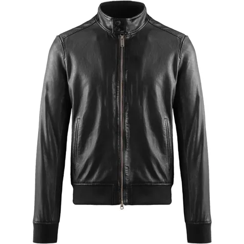 Friz Leather Bomber Jacket , male, Sizes: 3XL, L - BomBoogie - Modalova
