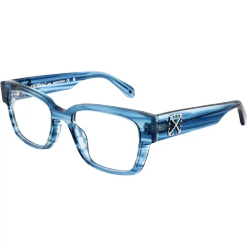 Quadratische Blau Gestreifte Transparente Brille - Off White - Modalova