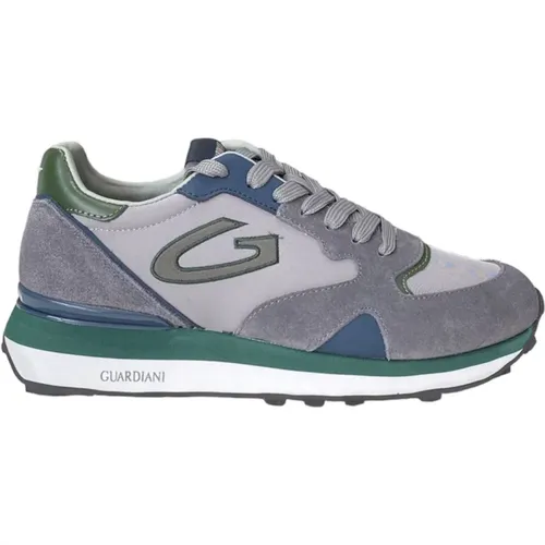 Wildleder und Nylon Sneaker Grau Grün Blau Herren , Herren, Größe: 40 EU - Alberto Guardiani - Modalova