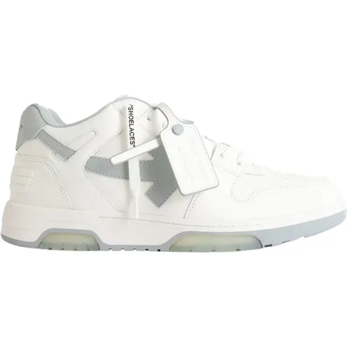 Off , Grey Leather Sneakers , male, Sizes: 6 UK - Off White - Modalova