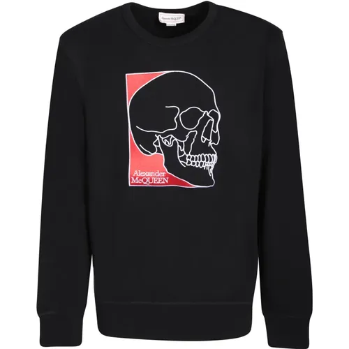 Schwarzer Sweatshirt mit Totenkopf-Print - alexander mcqueen - Modalova