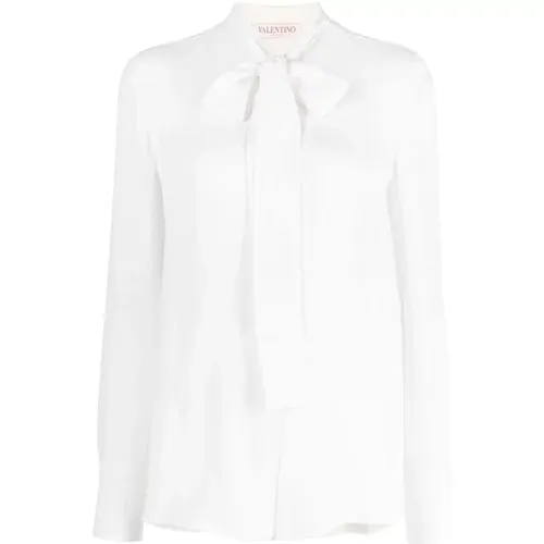 Georgette Shirt with Bow Collar , female, Sizes: M - Valentino Garavani - Modalova