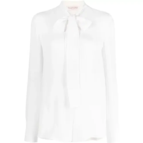 Georgette Shirt with Bow Collar , female, Sizes: XS, 2XS, S - Valentino Garavani - Modalova