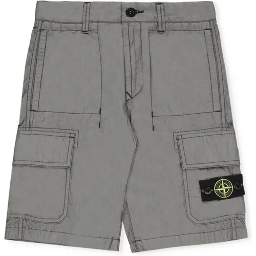 Graue Bermuda-Shorts aus Baumwolle für Jungen - Stone Island - Modalova