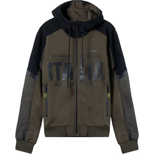 Sportlicher Hoodie in Moosgrün - aeronautica militare - Modalova