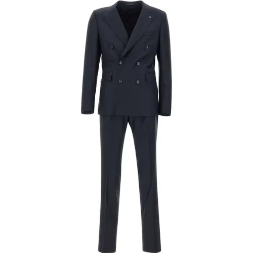 Navy Wool Suit , male, Sizes: S, XL, M, L - Tagliatore - Modalova