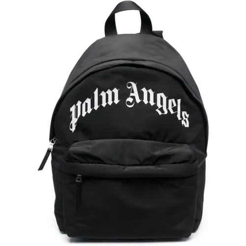 Curved Logo Backpack , male, Sizes: ONE SIZE - Palm Angels - Modalova