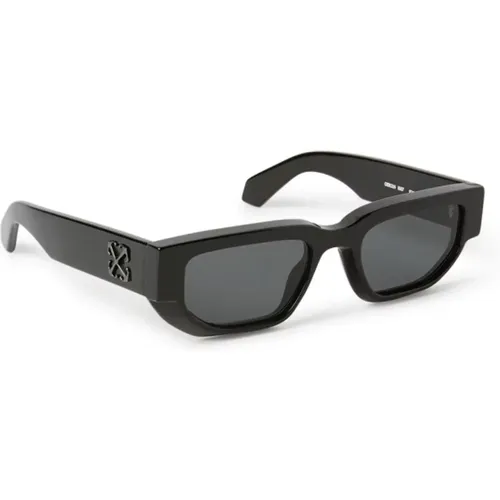 Sculptural Rectangular Sunglasses , unisex, Sizes: 54 MM - Off White - Modalova