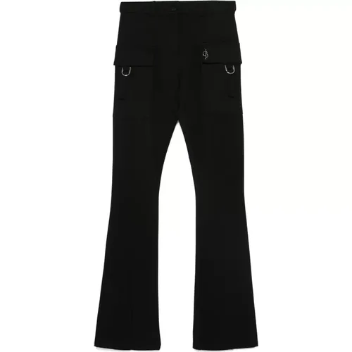 Schwarze Hose mit Cargotaschen,Schwarze Schlaghose mit Taschen - Blumarine - Modalova