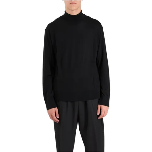 Ribbed high neck wool blend sweater , male, Sizes: L, XL, 2XL, M - Laneus - Modalova