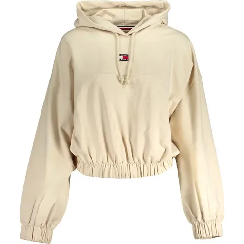 Beiger Sweatshirt mit Print und Langen Ärmeln , Damen, Größe: S - Tommy Hilfiger - Modalova