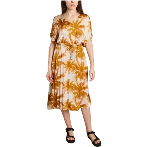 Palm Tree Print Long Dress , female, Sizes: L, XL - La Petite Française - Modalova