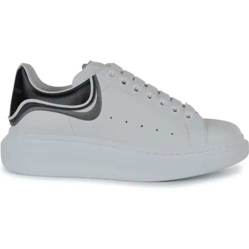 Weiße Silberne Ledersneakers Runde Zehe , Herren, Größe: 40 EU - alexander mcqueen - Modalova