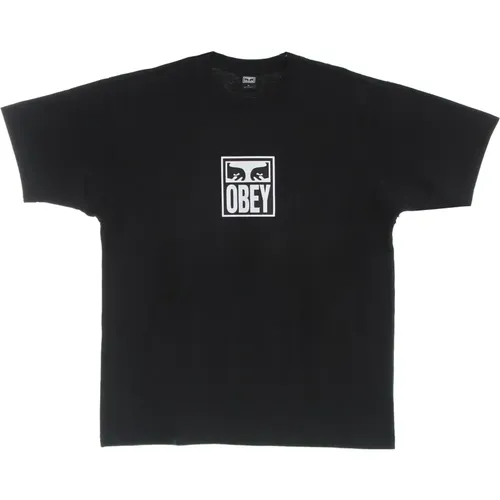 Schwarzes Herren Tee mit Augen Icon - Obey - Modalova