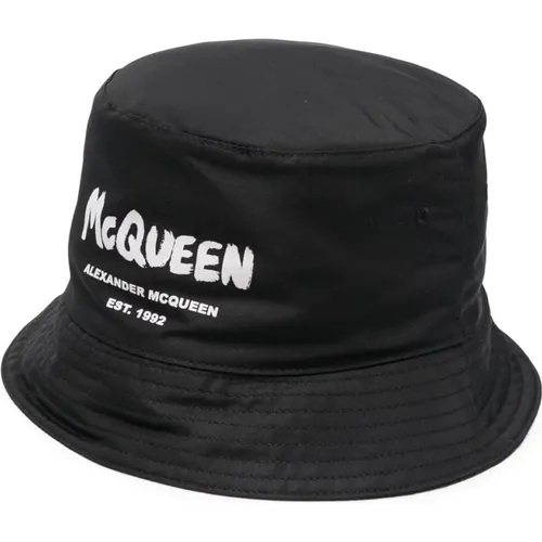Schwarze Mütze mit Logo-Druck - alexander mcqueen - Modalova