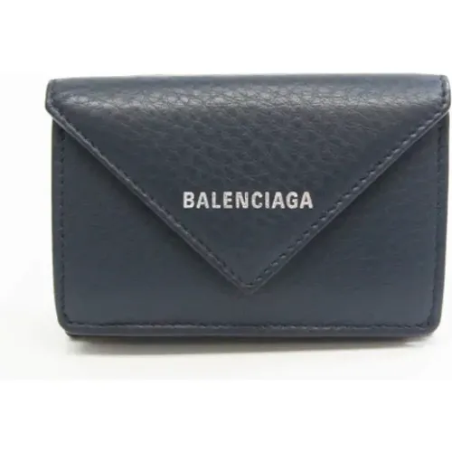 Pre-owned Navy Leather Wallet , female, Sizes: ONE SIZE - Balenciaga Vintage - Modalova