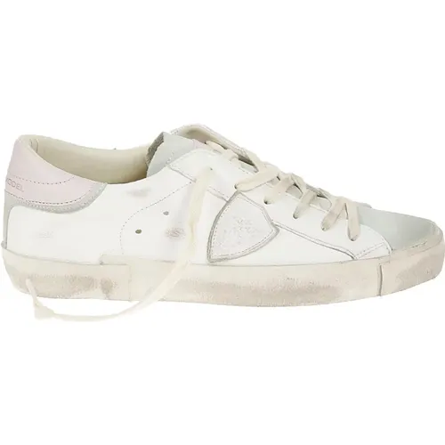 Flache Schuhe Weiß Rosa Leder - Philippe Model - Modalova