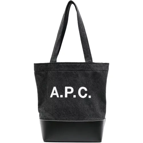 Schwarze Denim-Panel-Tasche mit Logo-Print - A.p.c. - Modalova