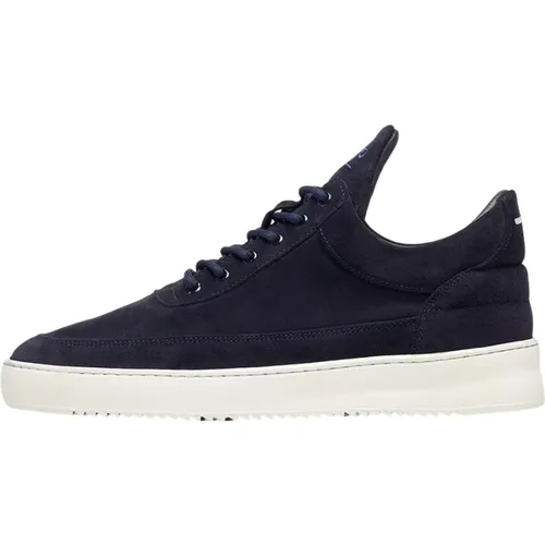 Low Top Suede Navy , male, Sizes: 7 UK, 5 UK, 8 UK, 6 UK, 12 UK - Filling Pieces - Modalova