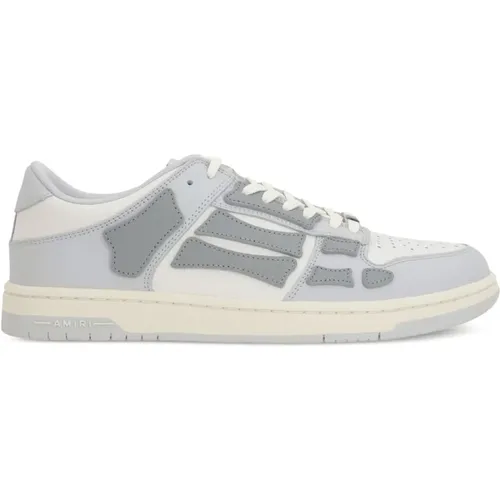 Grey Leather Sneakers with Skeleton Applications , male, Sizes: 8 UK, 6 UK, 7 UK, 10 UK, 9 UK - Amiri - Modalova